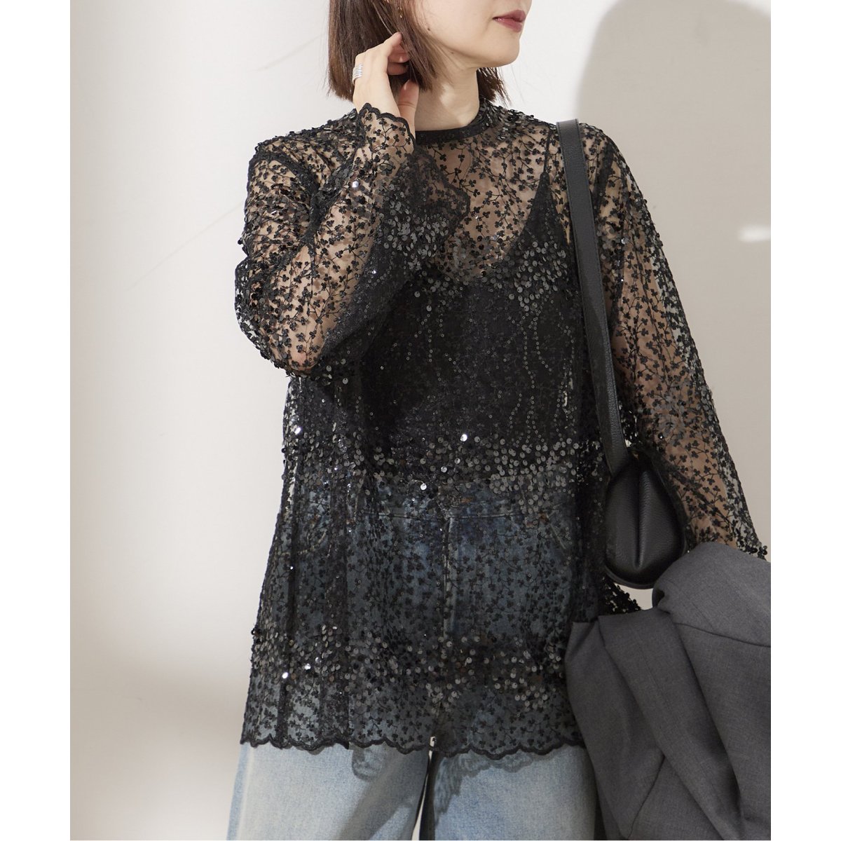 新品　ジャーナルスタンダードレサージュ　black shiny ブラウス black shiny ブラウス | ジャーナルスタンダード レサージュ