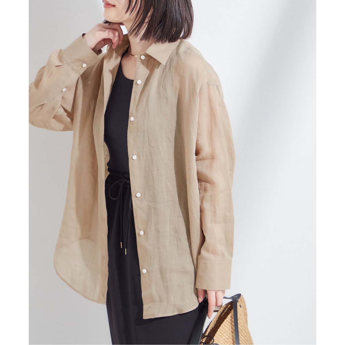 ☆イエナ☆サテンストライプシャツ　ナチュラル　新品！ サテン ストライプ シャツ（シャツ／ブラウス）｜IENA（イエナ