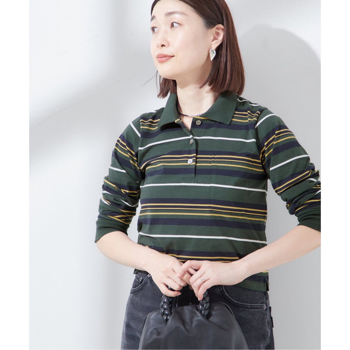 アンスクリア　ポロ　ポロシャツ　カットソー ジャーナル INSCRIRE /アンスクリア】Half Zip Polo Shirt：ポロシャツ