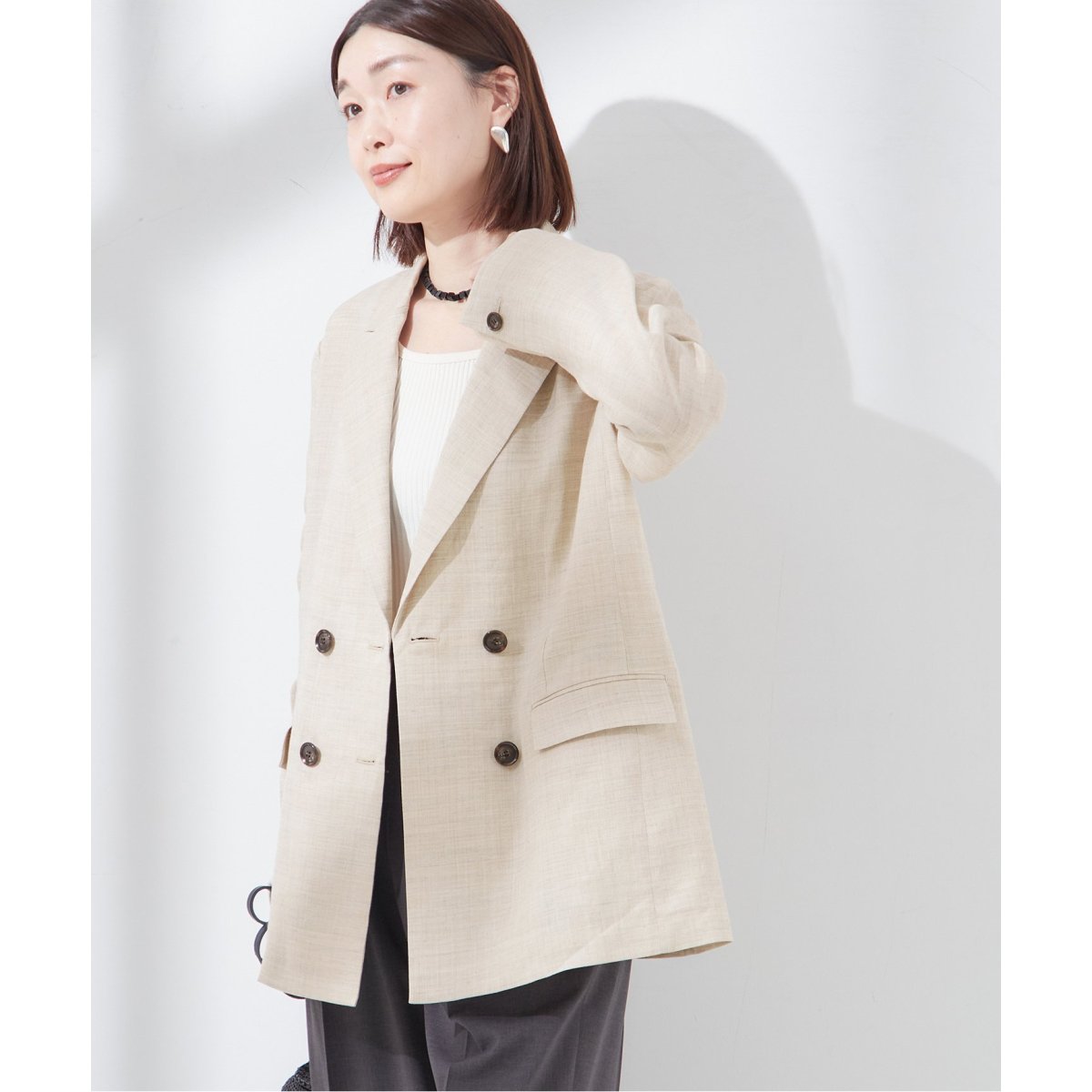 ベージュ ライトドライクロスハーフスリーブジャケット　スピックアンドスパン　半袖 Spick and Span(スピックアンドスパン) 24SS 半袖ジャケット