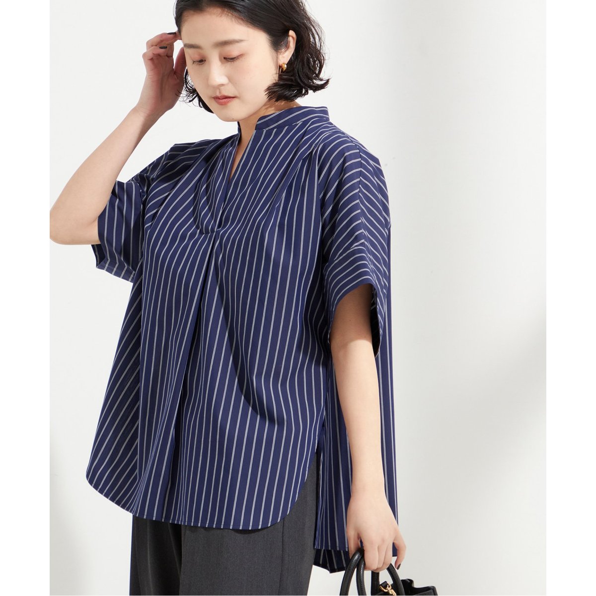 JOURNAL STANDARD L'ESSAGE タックスリーブシャツ　ブルー journal standard L'essage（ジャーナルスタンダードレサージュ