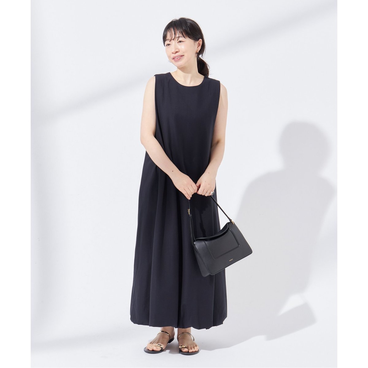 IENA リネンコンテンジク フレアワンピース 黒 タグ付き 美品 夏ワンピ IENA リネンコンテンジク フレアワンピース 黒 タグ付き 美品 夏