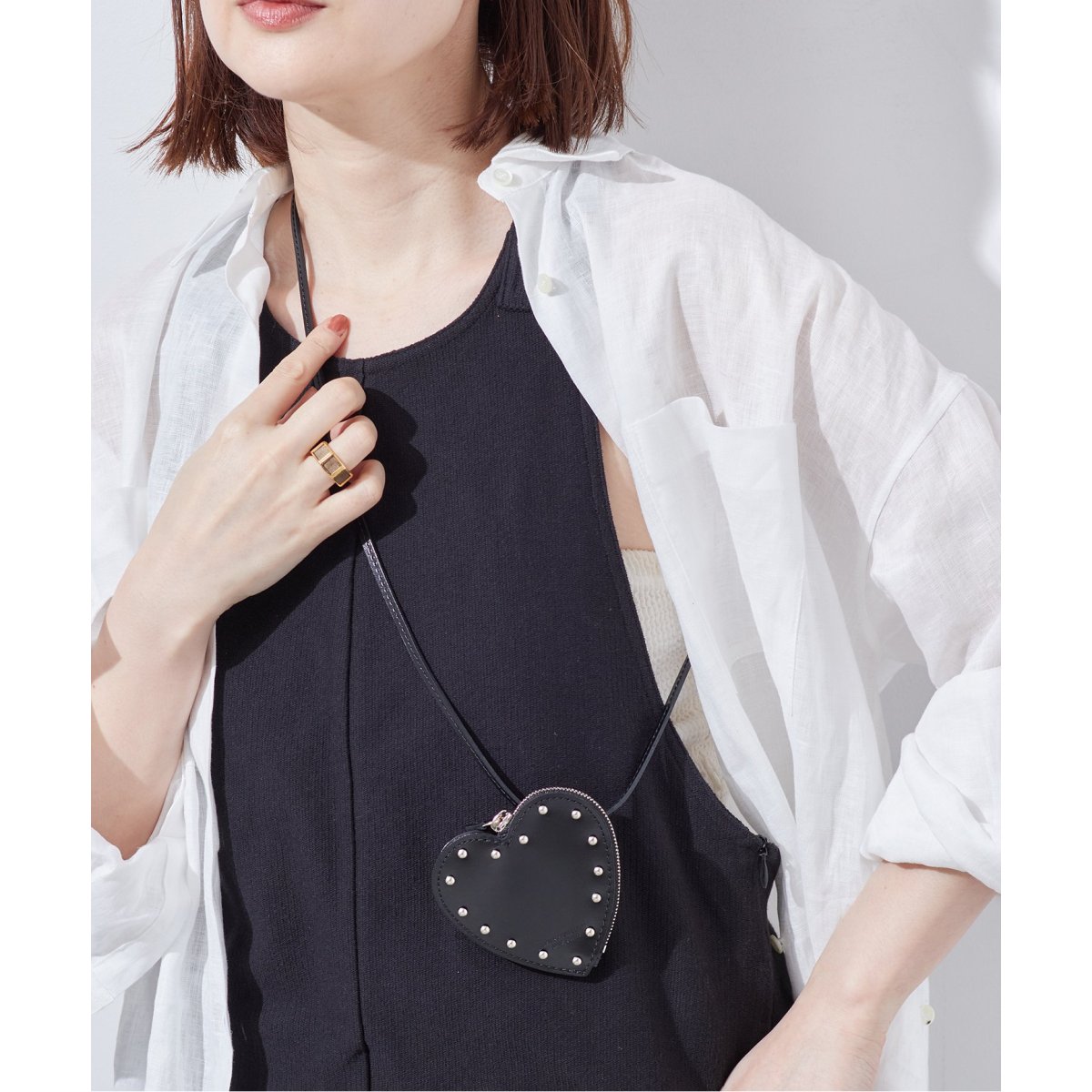 JANE SMITH/ジェーンスミス】COW LEATHER STUDS HART COIN C 