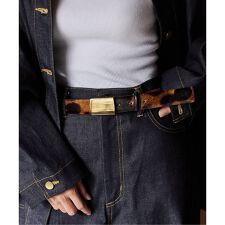 【MAISON BOINET】30 mm plaque belt in haircalf leath