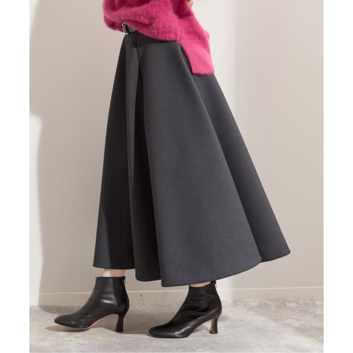 IENA (イエナ) バイカラーリボンフレアスカート ネイビー サイズ:38