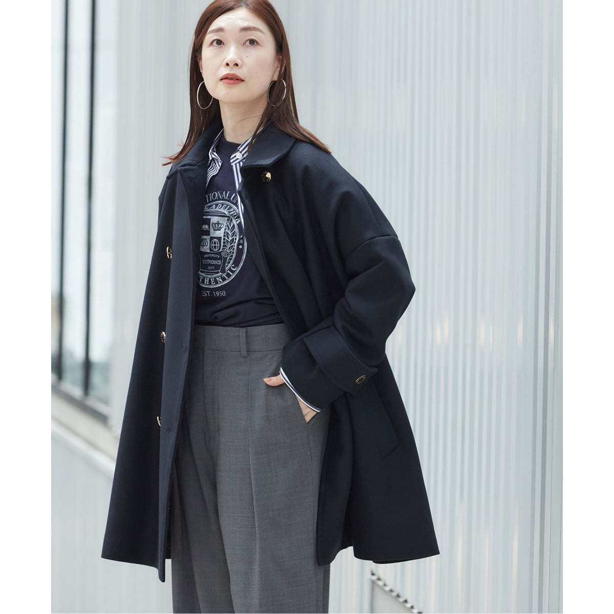 JOURNAL STANDARD　ダブルフェイスチェックコクーンテーラードコート JOURNAL STANDARD（ジャーナルスタンダード）の「ダブルフェイス