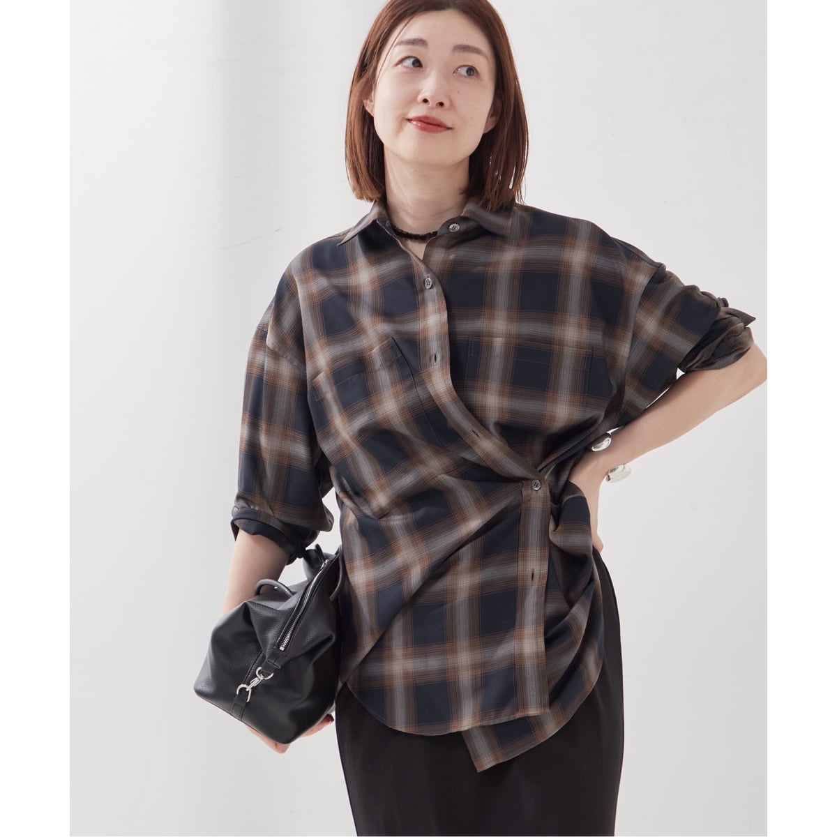 NOBLE シアーノイズジャガードブラウス【手洗い可】 追加》【洗える】シアーノイズジャガードブラウス（シャツ