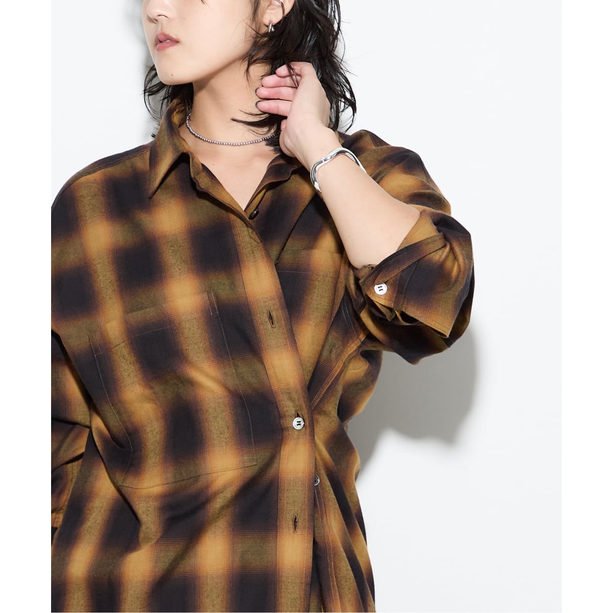 JOURNAL STANDARD L'ESSAGE タックスリーブシャツ 茶色 journal standard L'essage（ジャーナルスタンダードレサージュ