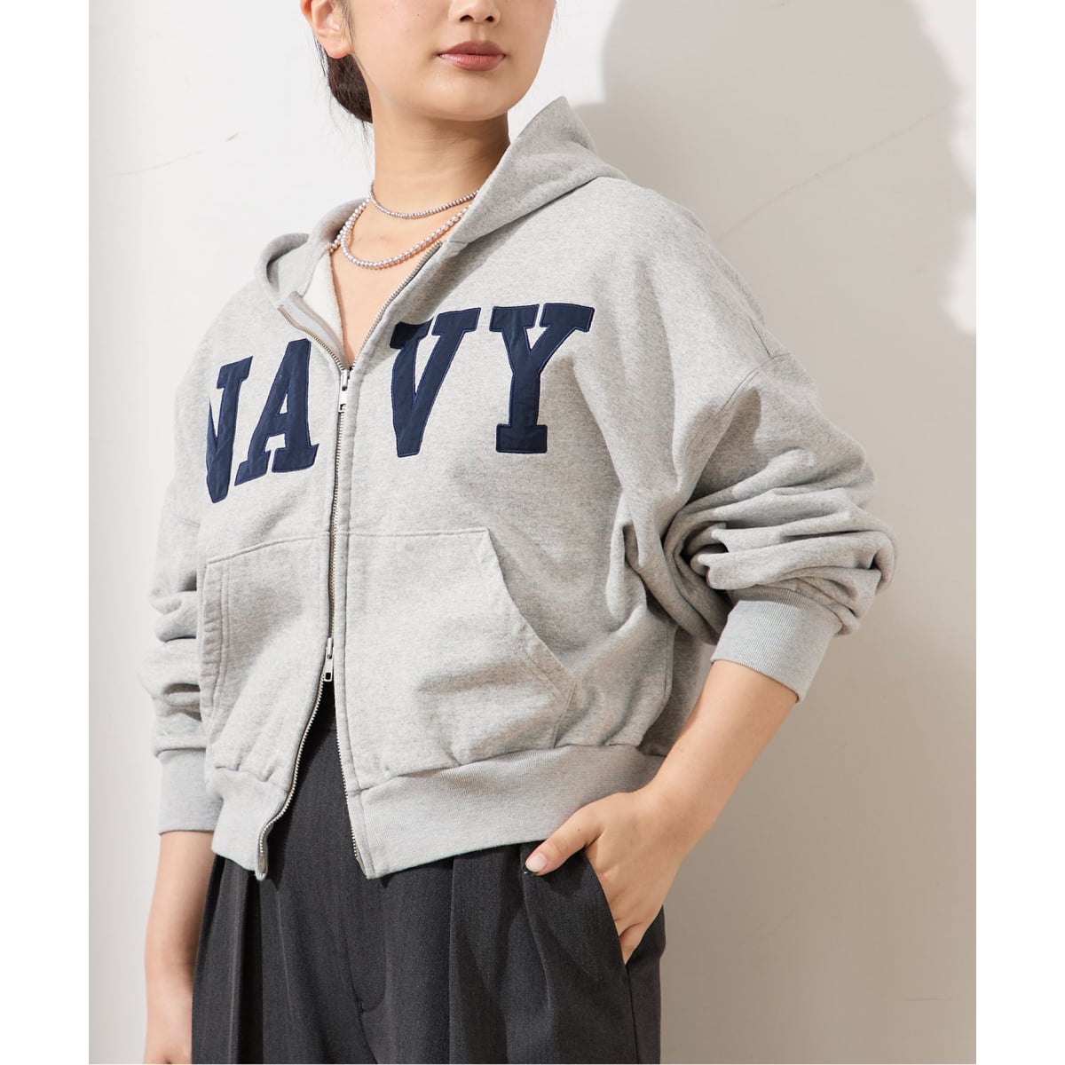 INSCRIRE /アンスクリア】Navy Zip Hoodie：パーカー | ジャーナル