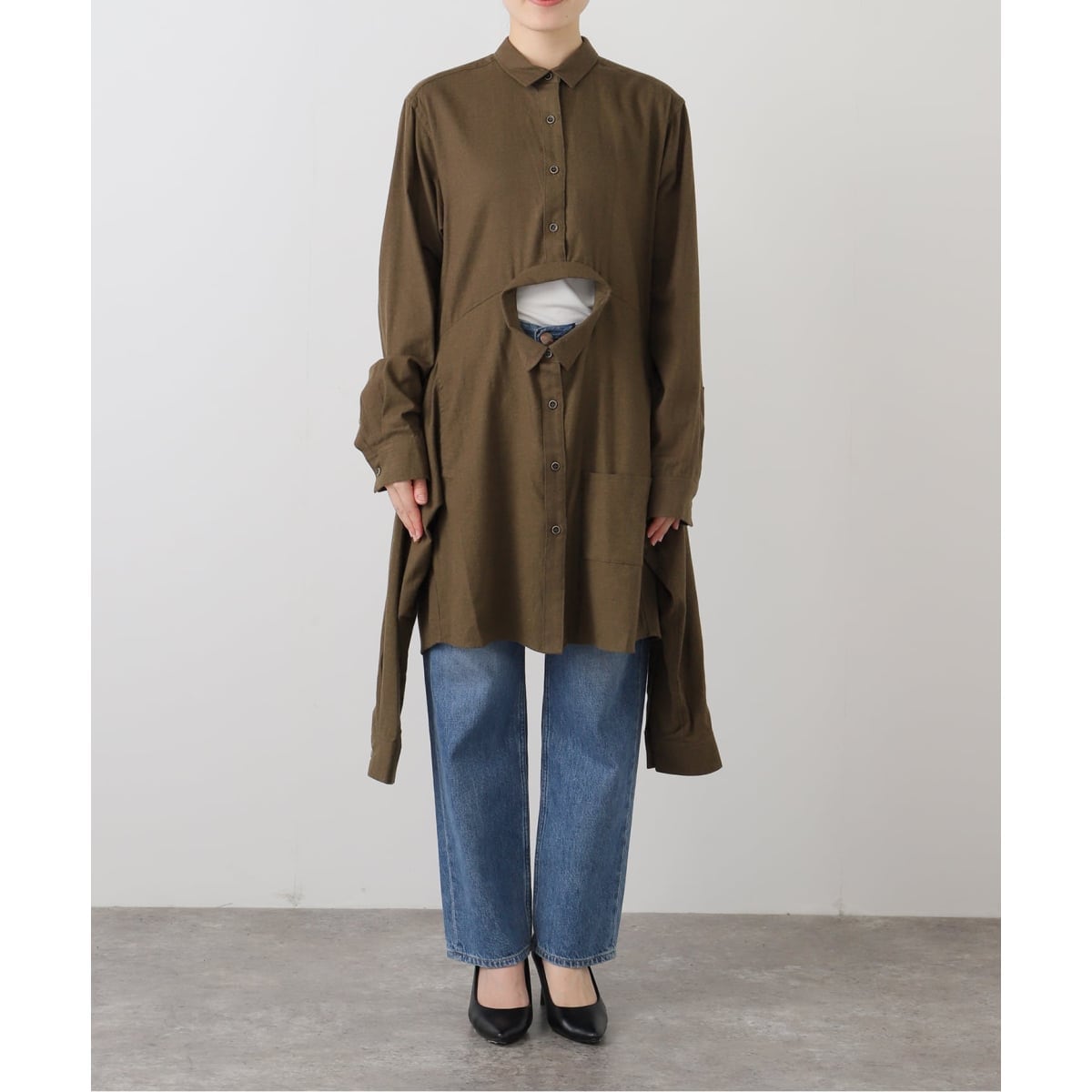 JOURNAL STANDARD L'ESSAGE タックスリーブシャツ　茶色 journal standard L'essage（ジャーナルスタンダードレサージュ
