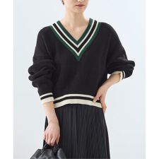 リネンラインVネックプルオーバー