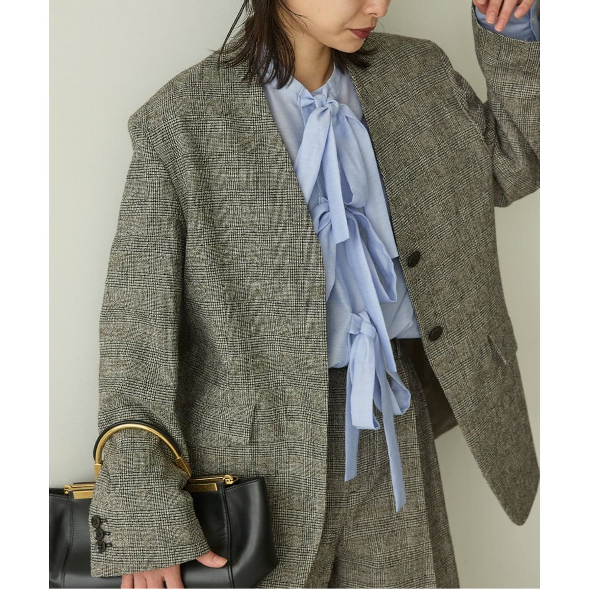 JOURNAL STANDARD グレー セットアップ　ノーカラージャケット ジャーナルスタンダード(JOURNAL STANDARD) レディース ノーカラー