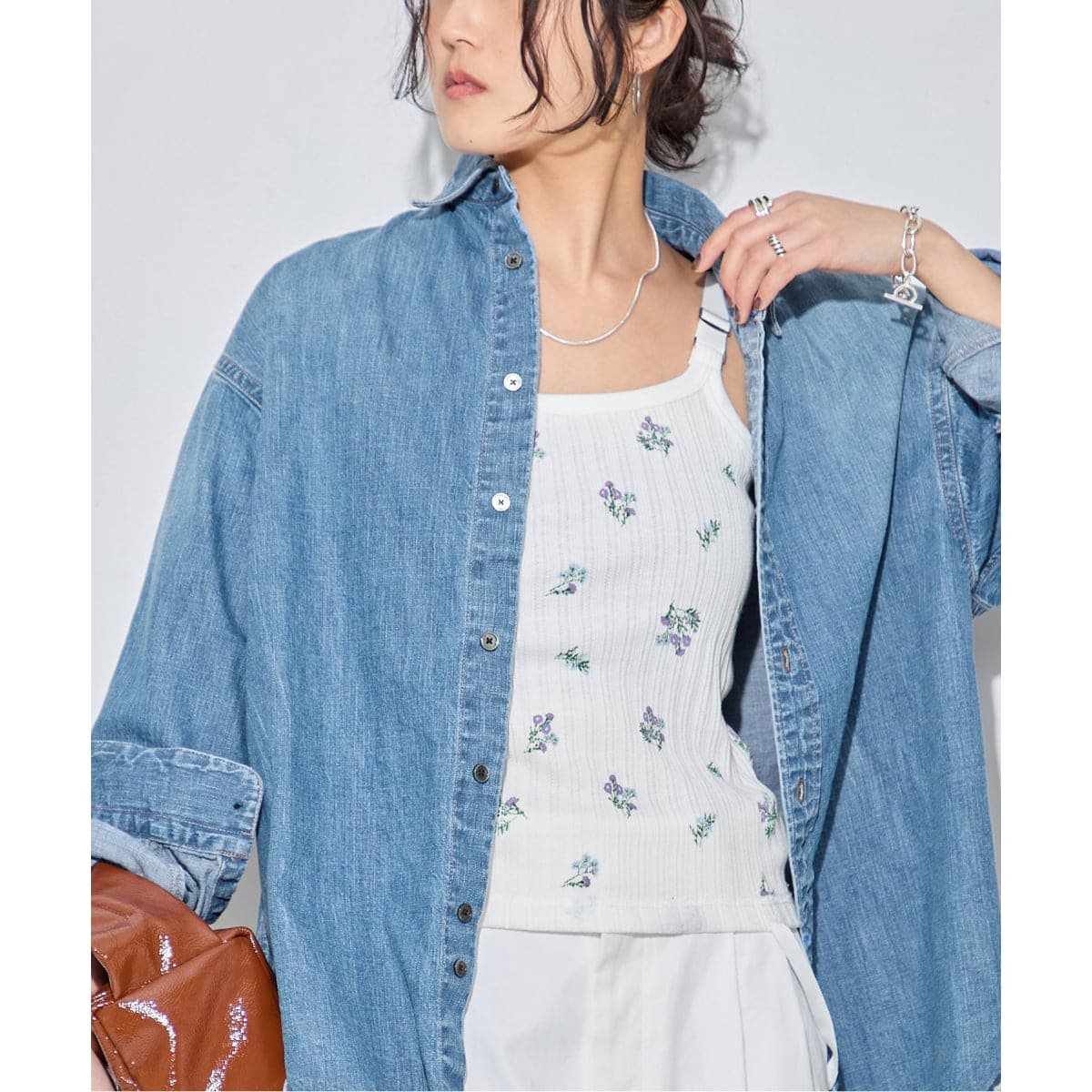 [�}���C]�yJANE SMITH/�W�F�[���X�~�X�zCOTTON EYELET RIB FLOWER UP D�F/�W���[�i���X�^���_�[�h ���T�[�W���ijournal standard L'essage�j �z���C�g