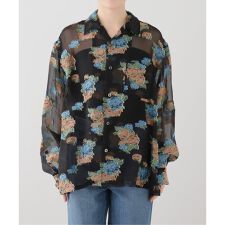 【JANE SMITH/ジェーンスミス】 FLOWER JACQUARD OPEN COLLAR ：