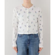 【JANE SMITH/ジェーンスミス】COTTON EYELET RIB FLOWER ：カーディ