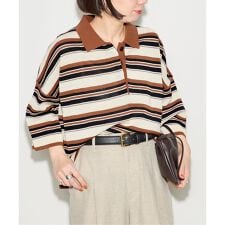 《予約》ボーダー襟つきニット