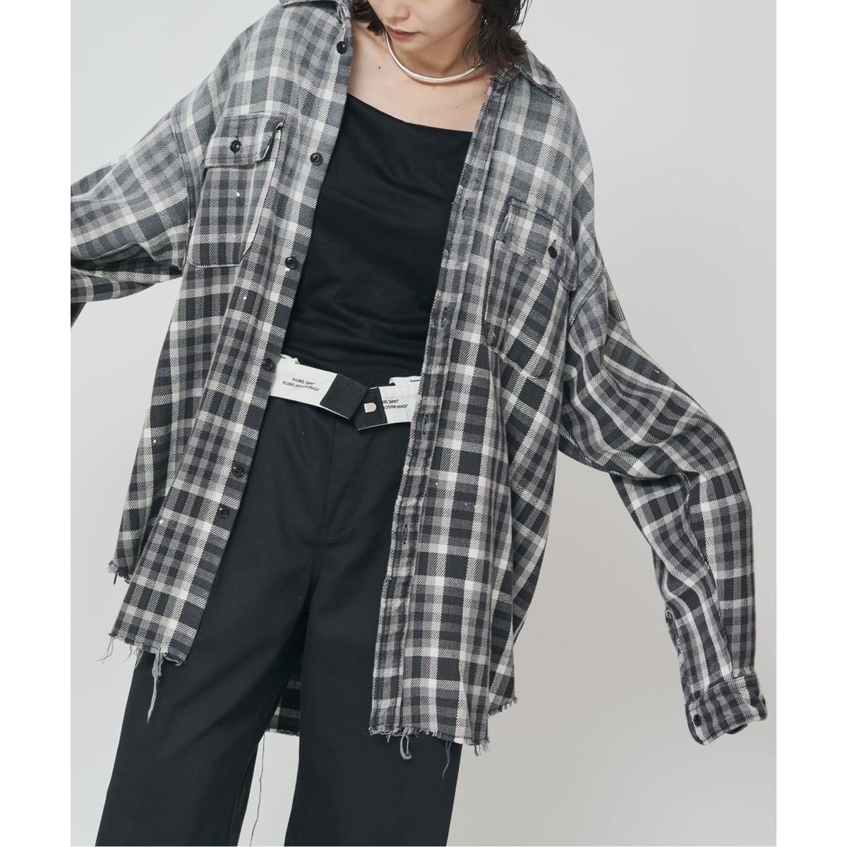 [�}���C]JANE SMITH/�W�F�[���X�~�X COTTON FLANNEL OVERSIZED SHIRT /�W���[�i���X�^���_�[�h ���T�[�W���ijournal standard L'essage�j �O���[A