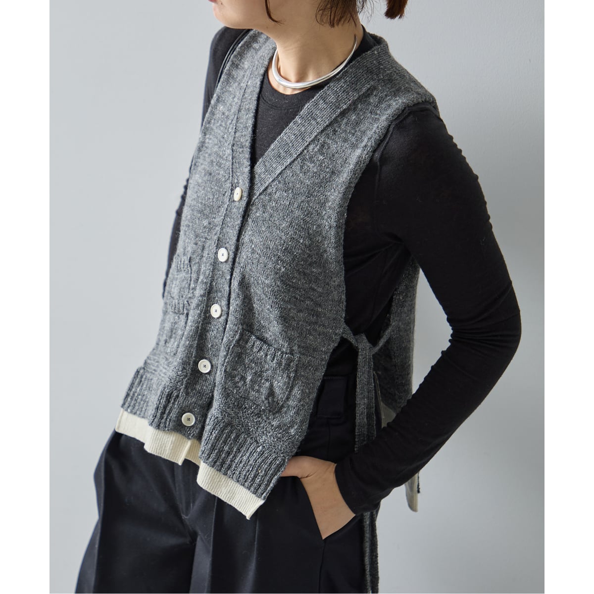 [�}���C]JANE SMITH/�W�F�[���X�~�X 7G KNIT VEST �j�b�g�x�X�g/�W���[�i���X�^���_�[�h ���T�[�W���ijournal standard L'essage�j �O���[A