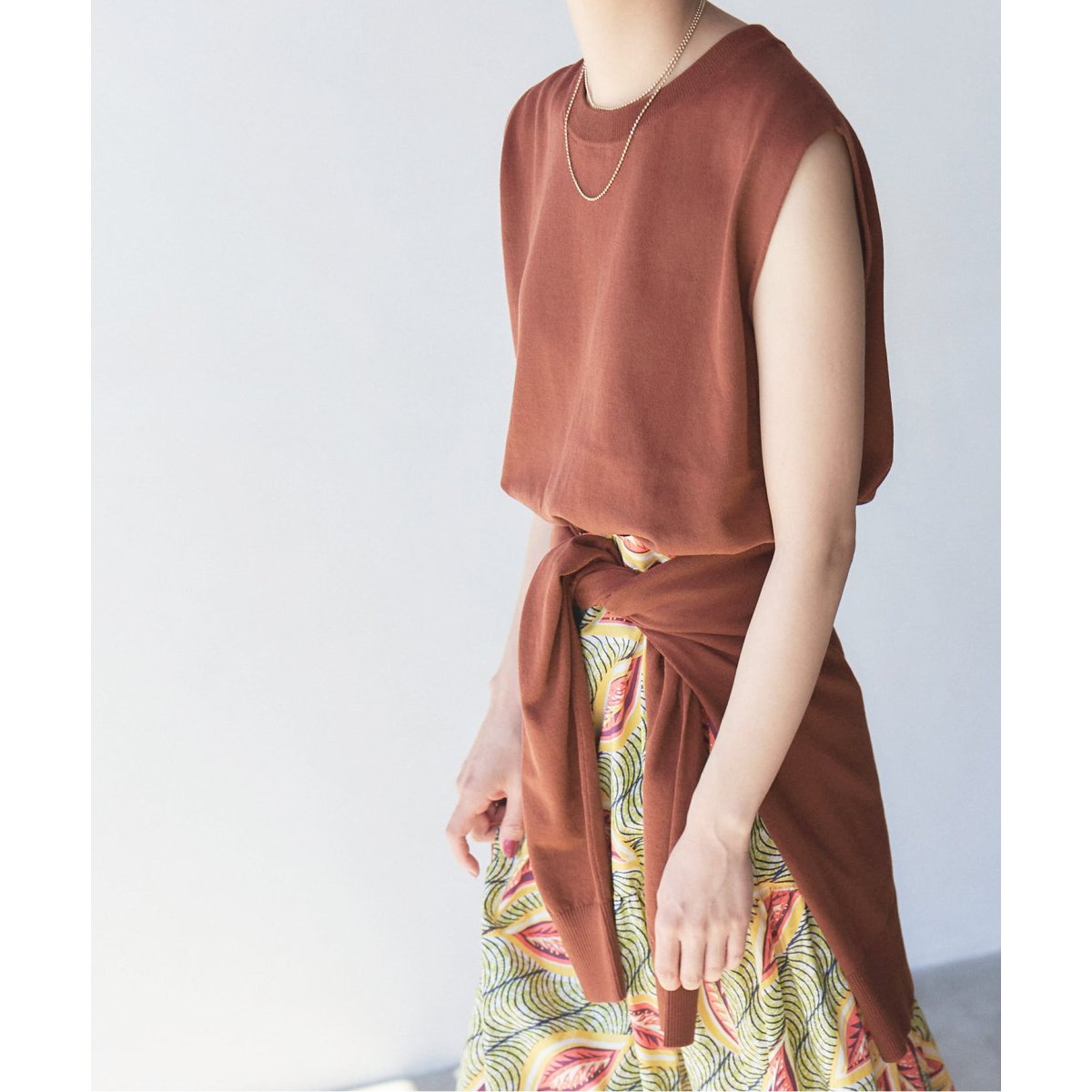 Spick and Span ICECOTTON スリーブレス  ブラウン Spick & Span - Spick and Span ICECOTTON スリーブレスプル
