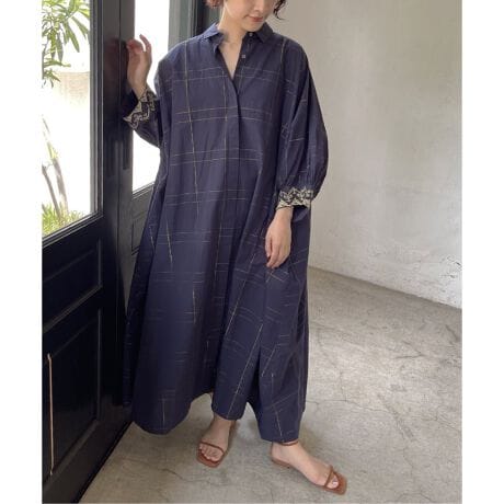 ne Quittez pas/ヌキテパ 】ポプリンチェック EMB シャツドレス  