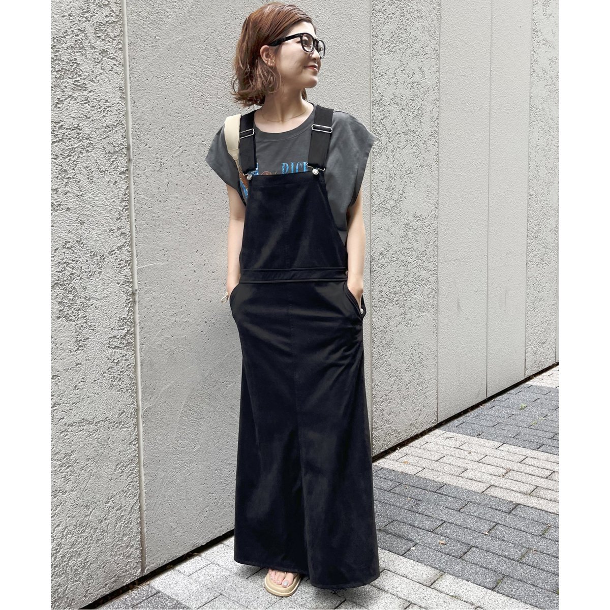 美品 ✦スピック＆スパン✦︎フェイクスエード起毛素材 フレアサロペットスカート38 Spick & Span（スピックアンドスパン）の「フェイクスエード