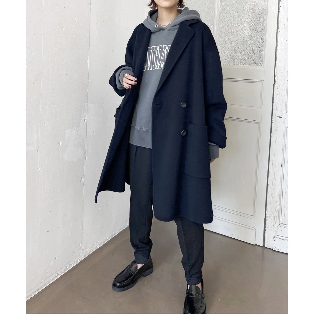 W/Nyダブルブレストリバーコート | スピック＆スパン(Spick and Span