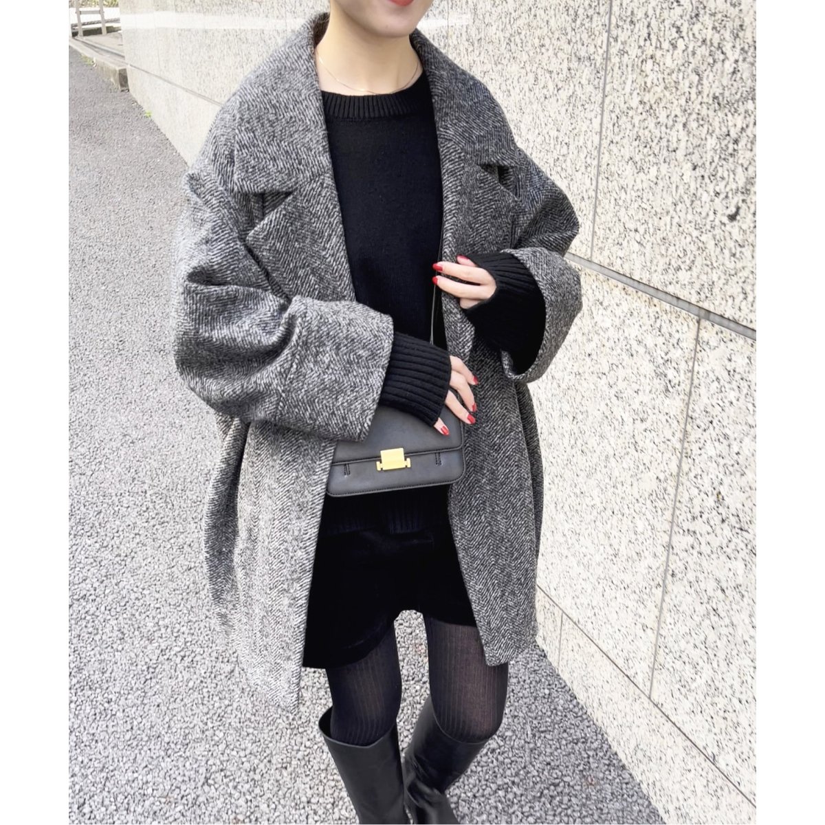 【Spick and Span】Wスライバーヘリンボーンミドルコート Wスライバーヘリンボーンミドルコート | スピック＆スパン(Spick and