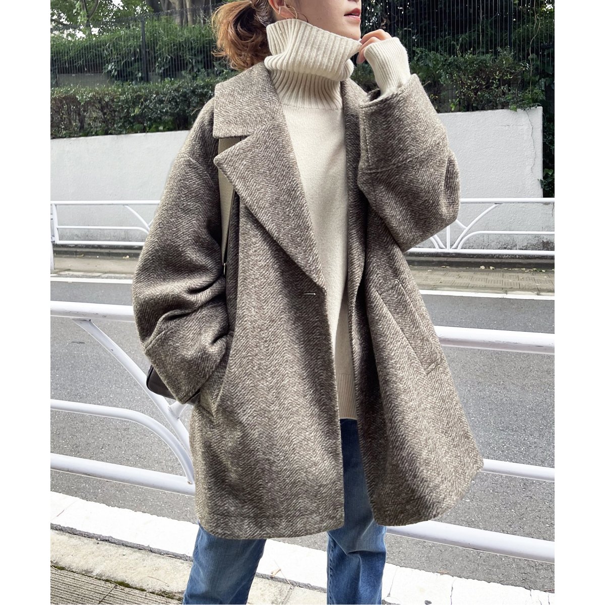 美品✨22AWスピックアンドスパン Wスライバーヘリンボーンミドルコート 36 美品✨スピックアンドスパン Wスライバーヘリンボーンミドルコート