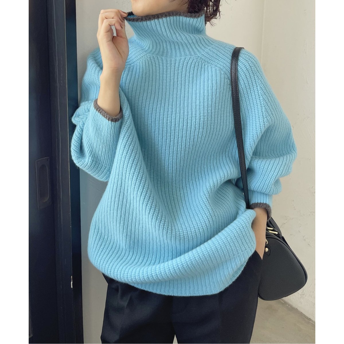 美品♪スピックアンドスパン 畦 ビッグタートル タートルネックニット ハイネック 美品♪スピックアンドスパン 畦 ビッグタートル タートルネックニット