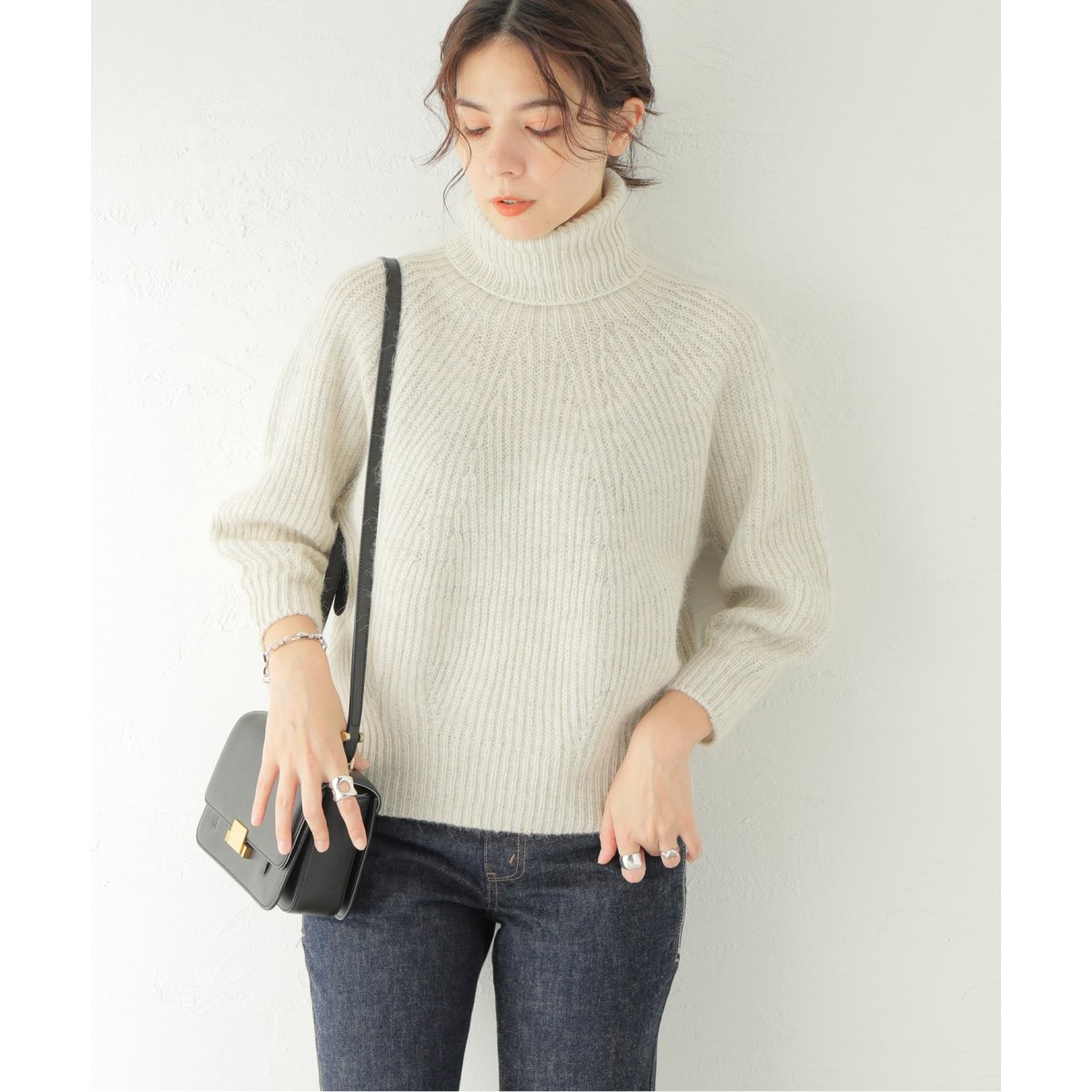 unfil/ アンフィル】 royal baby alpaca ribbed ニットタートル