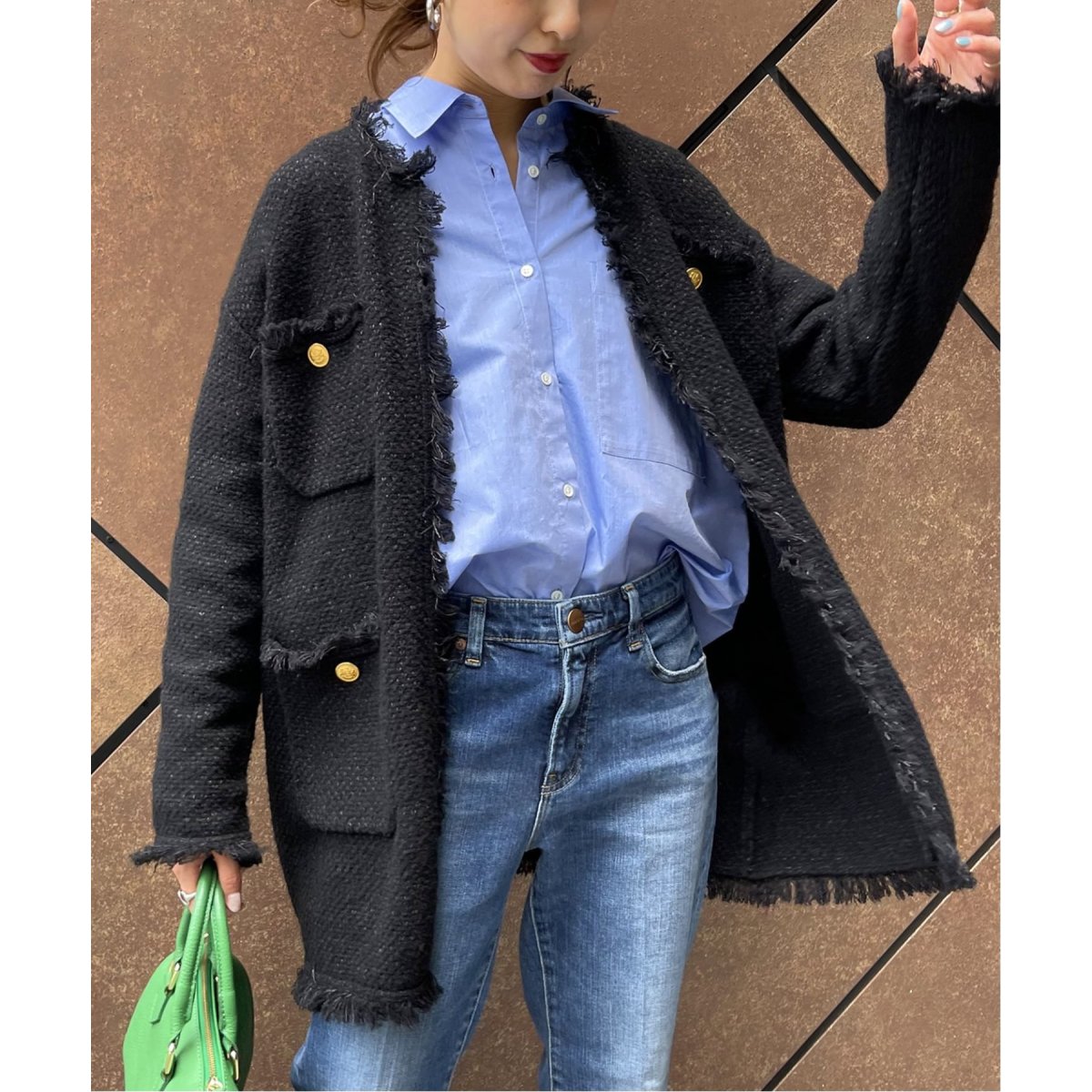 新品✨ アダワス スピックアンドスパン 別注 ツイード ジャケット 金ボタン 黒 新品✨ アダワス スピックアンドスパン 別注 ツイード ジャケット 金