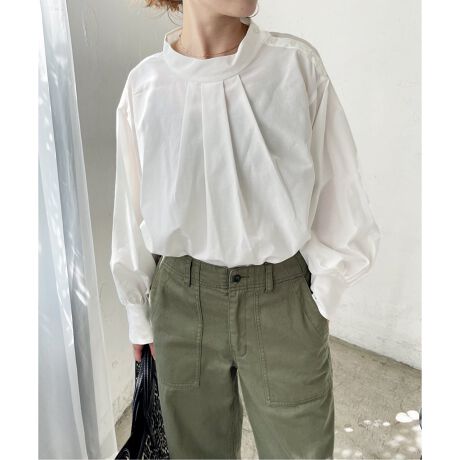 Spick & Span スタンドカラー 長袖 ストライプ ブラウス Spick＆Span 
