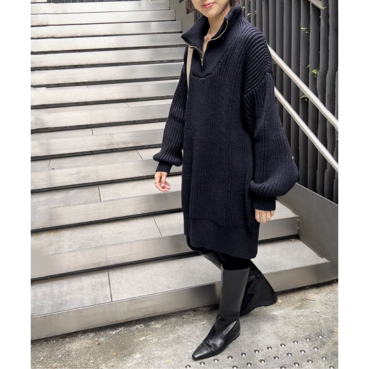 Spick & Span - Spick＆Span【Oldderby Knitwear】別注ジップロングニット Oldderby Knitwear】別注 ジップファンネルネックロングプル