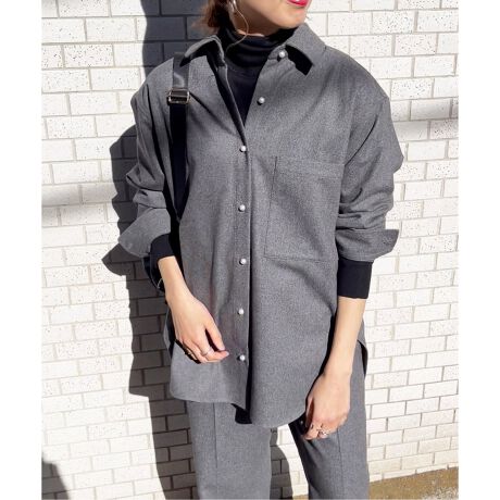 Spick&Span パールボタンドルマンオーバーシャツ plain clothパール 