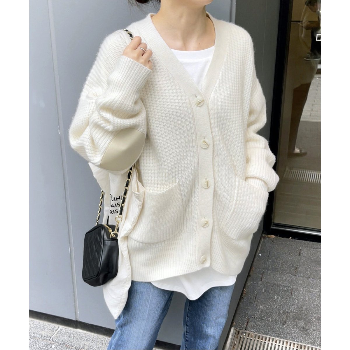 Spick&Span◆片畔オーバサイズカーディガン/--/ウール/IVO/22080200921040 片畔オーバサイズカーディガン | スピック＆スパン(Spick and