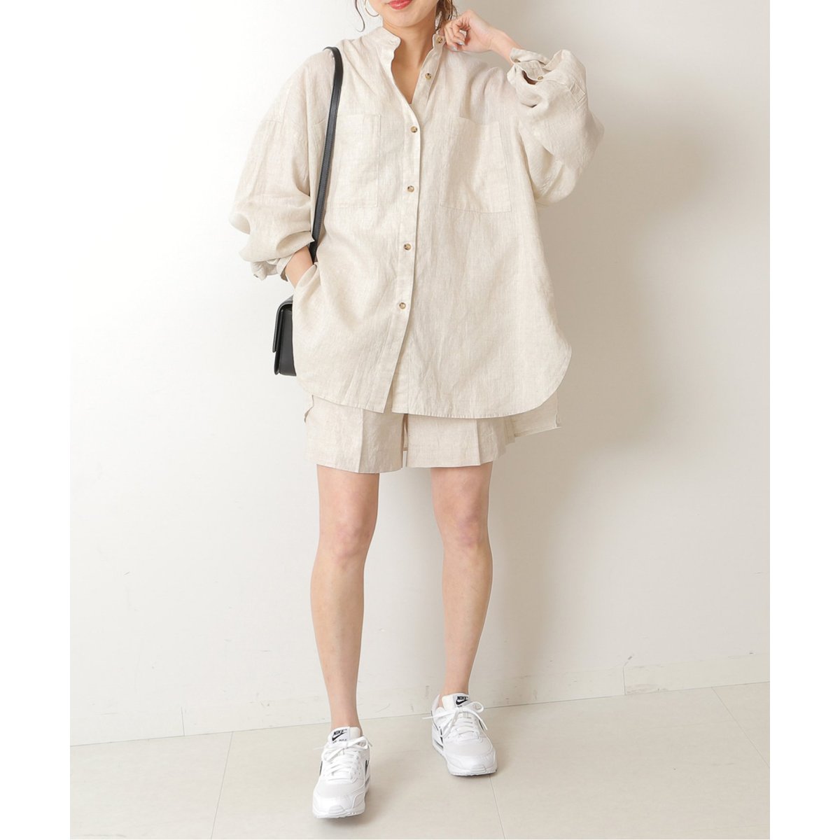 Spick & Span - Spick and Span コーティングリネンバンドカラーオーバーシャツ コーティングリネンバンドカラーオーバーシャツ | スピック