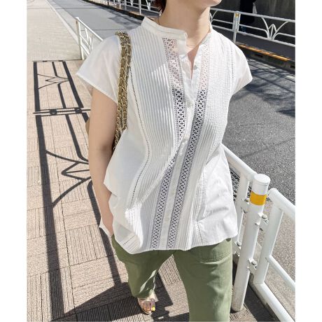 スピックアンドスパン ホワイト レース ノースリーブ ブラウス ☆美品 