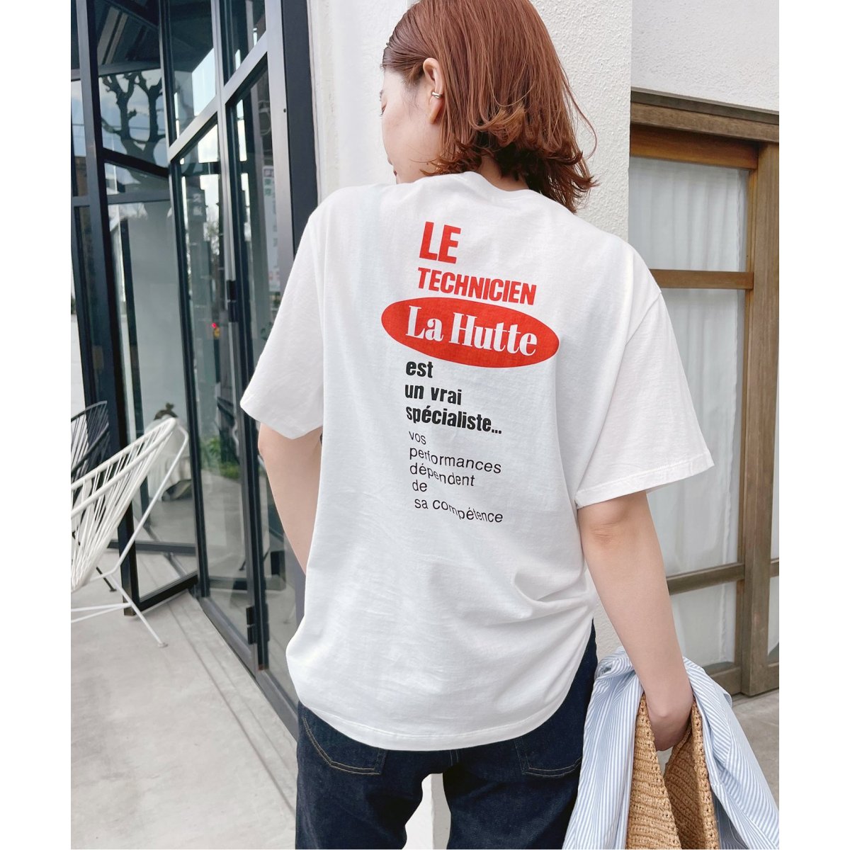 LA HUTTE/ラ ユット] 別注 前後2WAY ナンバーロゴプリントスウェット-