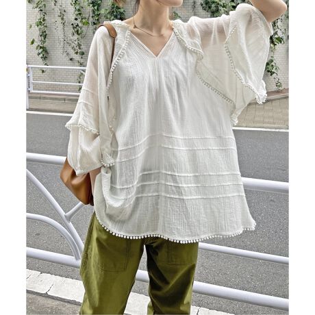 Spick & Span カットドビーレースブラウス（大人のロマンティック白  