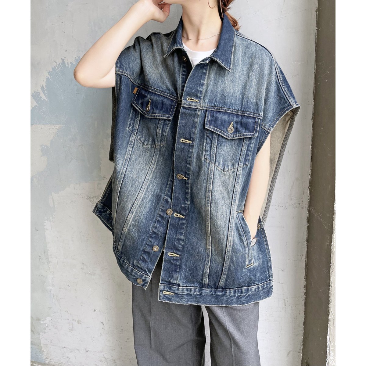 値下51/2 3RD_PONCHO_DENIM 51/2 3RD_PONCHO_DENIM | スピック＆スパン(Spick and Span