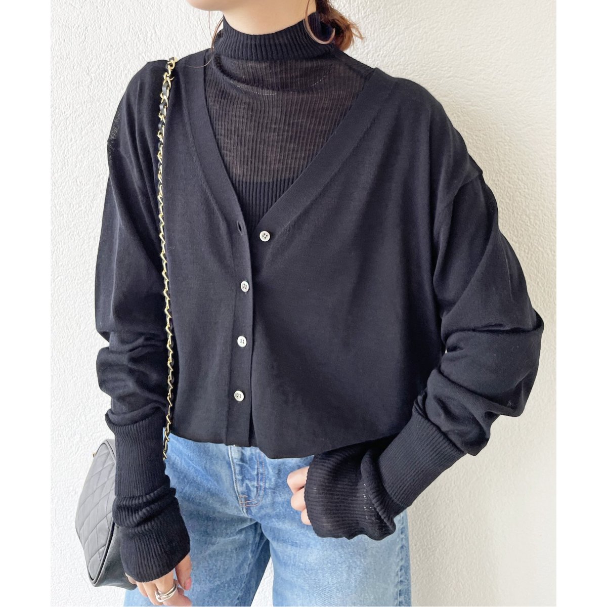 2WAYシアークルーネックカーディガン（カーディガン）｜Spick
