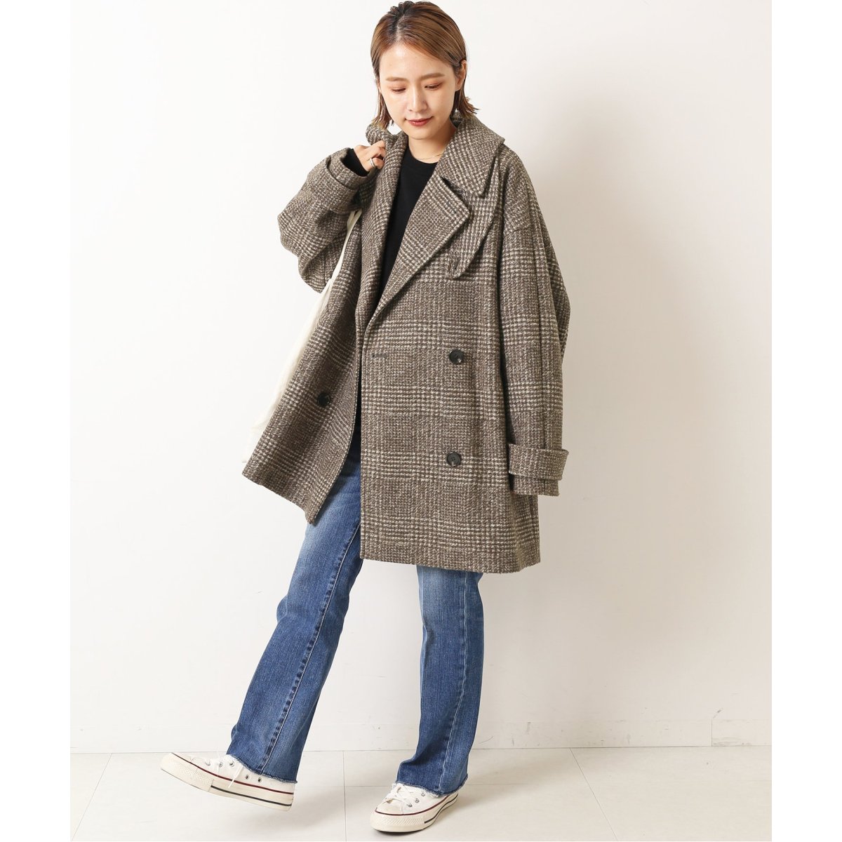 Wスライバーチェックハーフコート | スピック＆スパン(Spick and Span