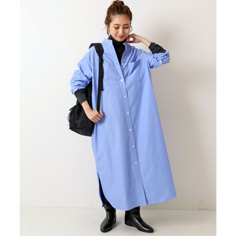 クリアコットンスタンドカラーワンピース | スピック＆スパン  