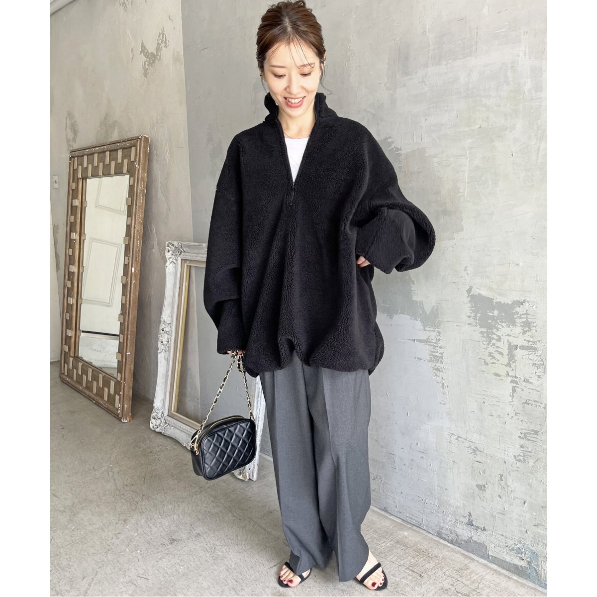 良品 23AW Spick&Span スピック＆スパン ボアハーフジッププルオーバー オーバーサイズ 長袖トップス 23070200312140 ナチュラル レディース 古着 中古 ≪追加≫ボアハーフジッププルオーバー | スピック＆スパン