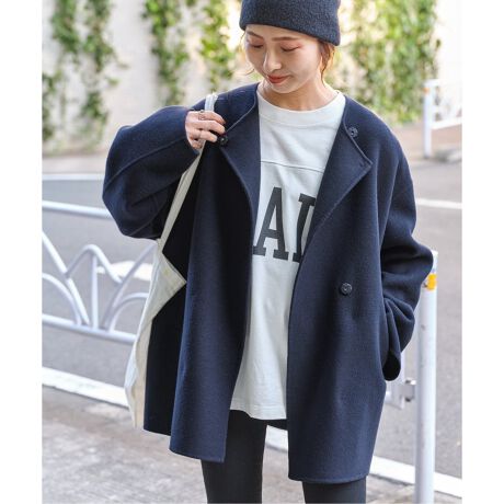 リバーオープンカラーミドル丈コート | スピック＆スパン(Spick and  