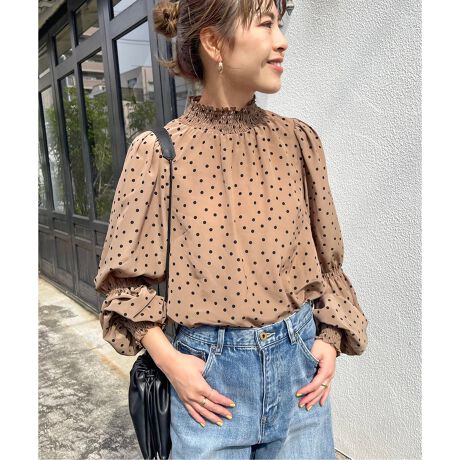 Spick&Span シアードットシャーリングブラウス ベージュ 美品☆ Spick 