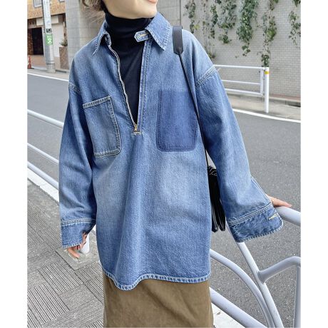 5 1/2 HALFZIP_DENIM SHIRT | スピック＆スパン(Spick and Span 