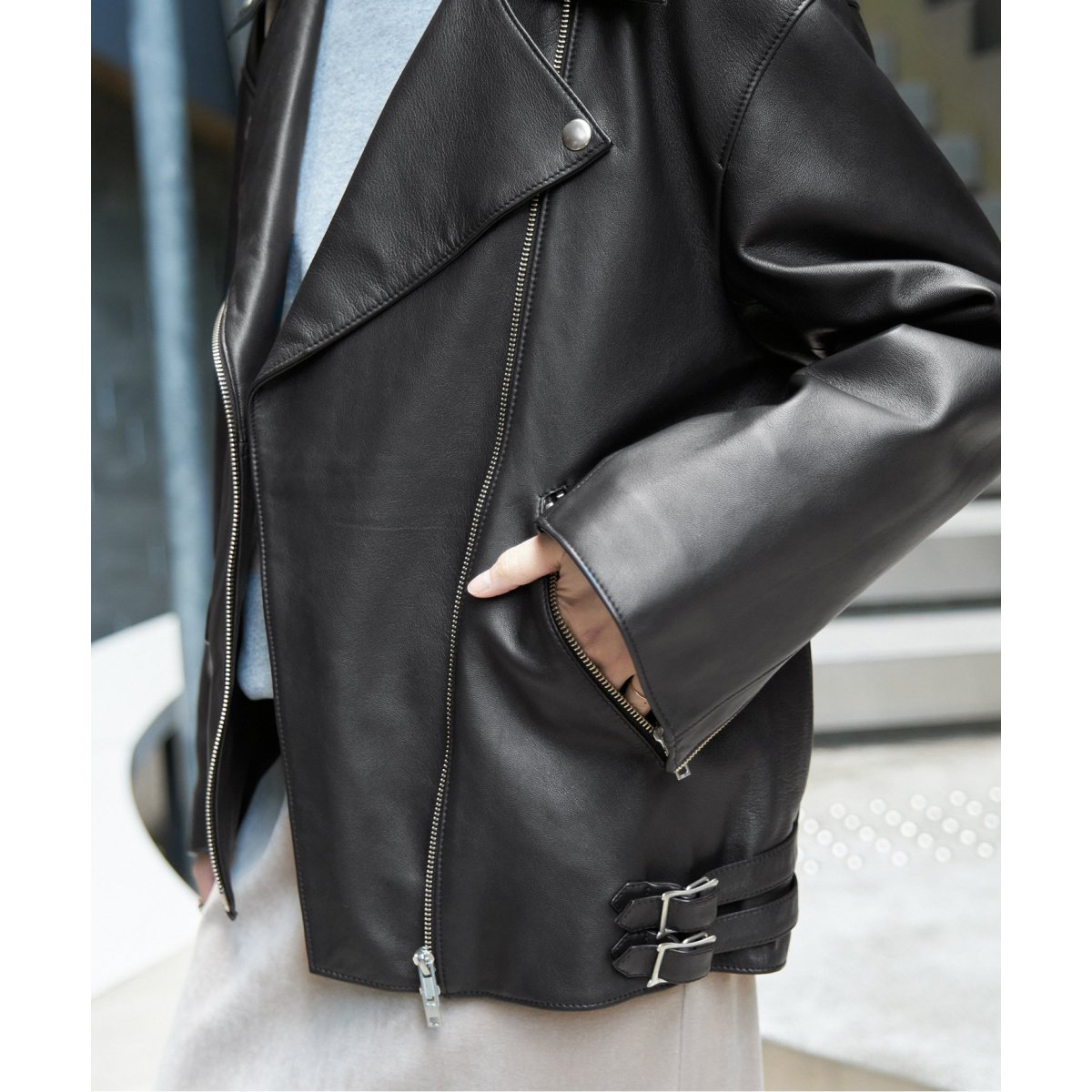 【ぽぴ】spick&spanライダースジャケット Spick & Span（スピックアンドスパン）の「レザーライダース