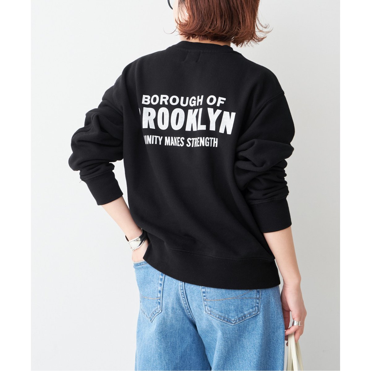 スピックアンドスパン ハーフジップバックロゴスウェット ハーフジップ