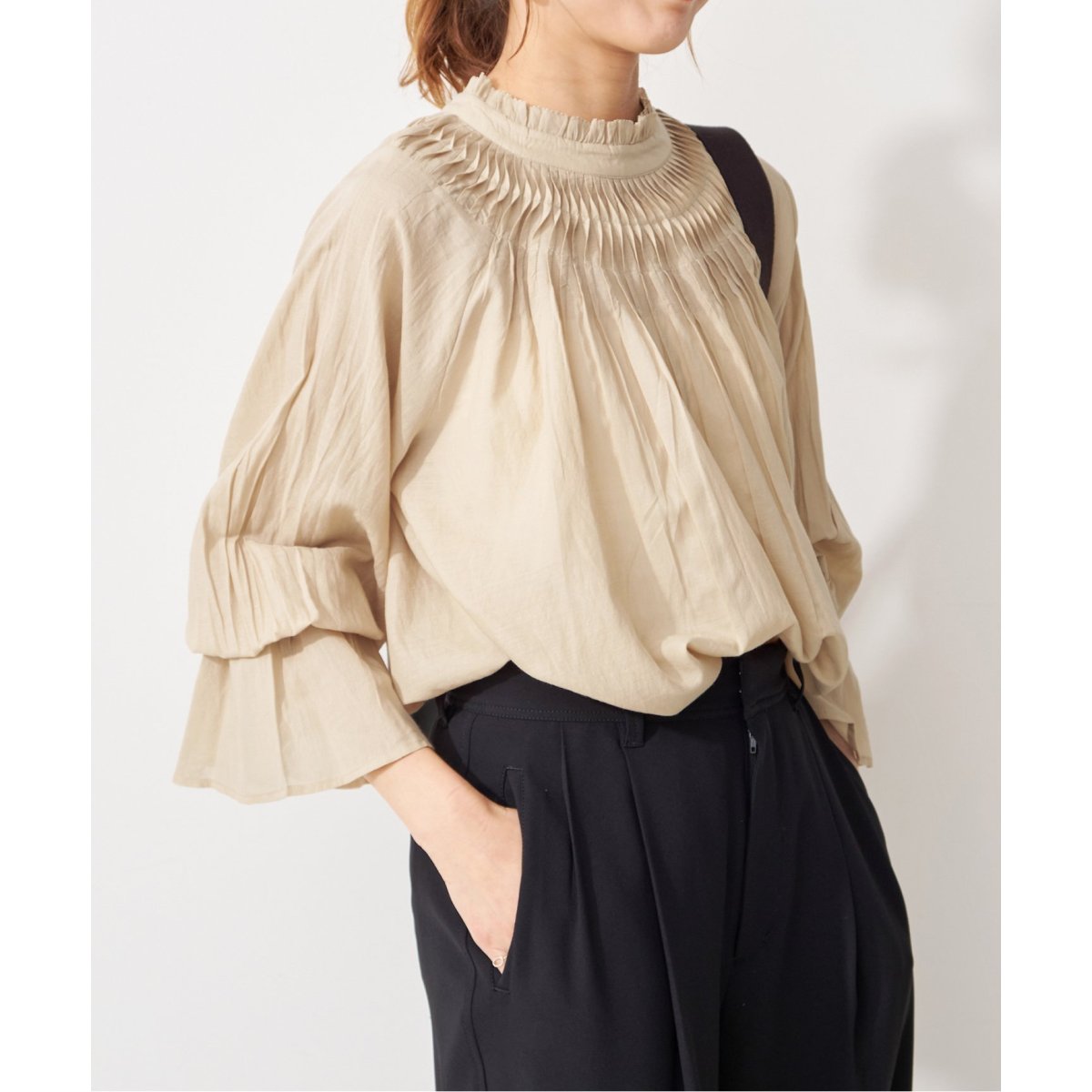 新品タグ付き★Spick and Span コットンボイルタックフリルブラウス ≪追加≫コットンボイルタックフリルブラウス | スピック